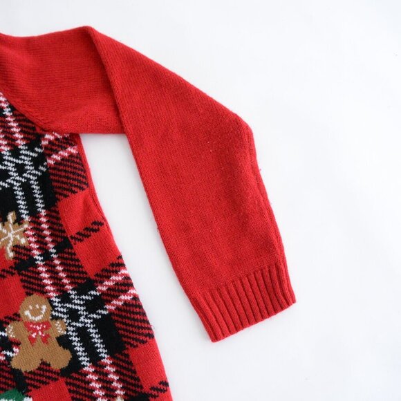 Vintage Kim Rogers Red Black Gingerbread Christmas Button Up Cardigan Sweater L - Picture 5 of 11